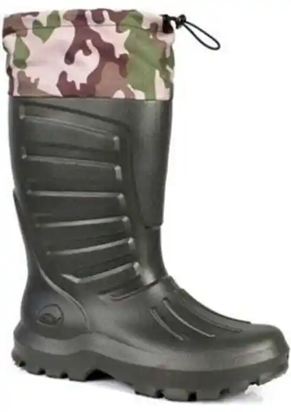 Sonimix Kısa Termal Eva Konçlu Çoraplı Kauçuk Çizme Haki - Dayanıklı ve Sıcak Kış Ayakkabısı