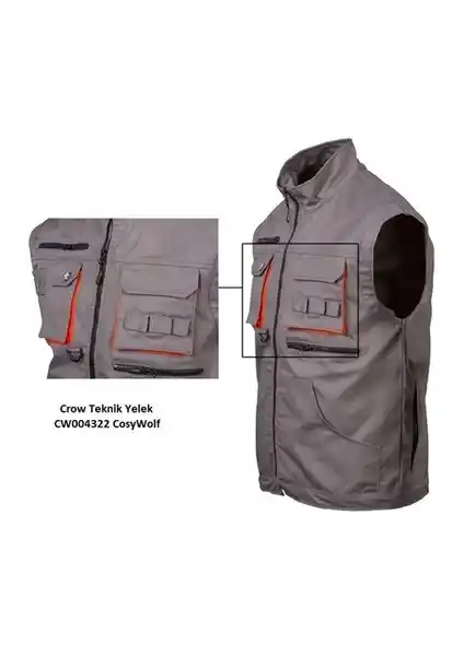 Ssm Harman Karışımı Özel Tasarım Teknik Yelek Gri - Dayanıklı ve Çok Cepli İş Kıyafeti
