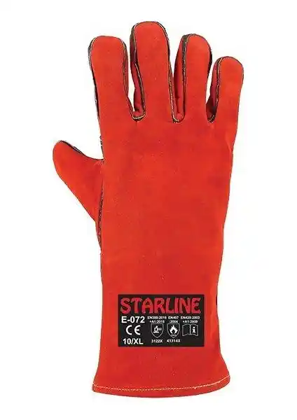 Starline E-072 Kırmızı Kaynak Eldiveni: Güvenlik ve Dayanıklılık Sunan Profesyonel Koruyucu El İmkanı