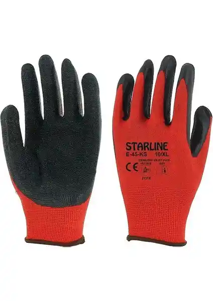 Starline E-45 Dalgalı Lateks Eldiven No:9/L Güç ve Konfor Sunan Çok Amaçlı Koruyucu