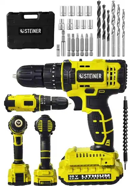 Steiner Alman 58 V 5 Ah Darbeli Çift Akülü Metal Şanzuman Vidalama Seti Teknik Özellikler