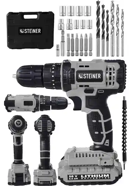 Steiner Alman 58V Darbeli Çift Akülü Vidalama Seti Yüksek Performans ve Dayanıklılık