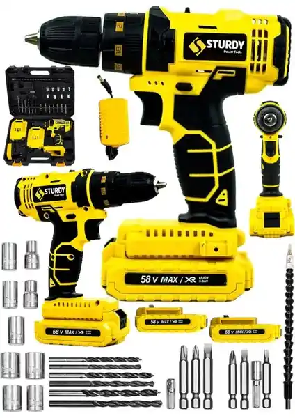 Sturdy 248 VF 14 AHH Çelik Şanzımanlı ve Bakır Sargılı Çift Akülü Matkap Seti