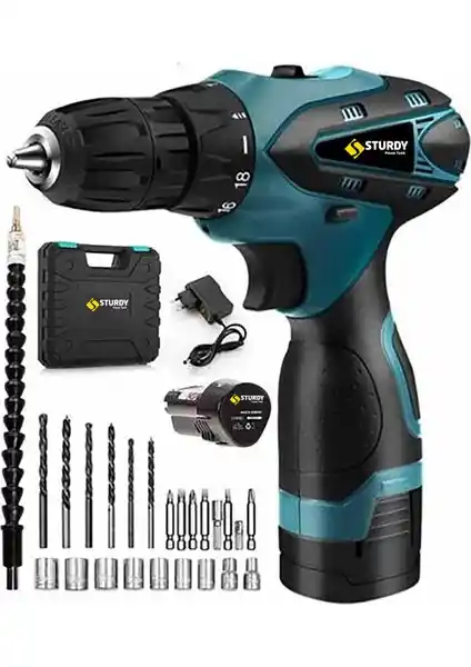 Sturdy 36V 5AH Şarjlı Matkap Seti Profesyonel ve Hobi Kullanımı İçin Güçlü ve Çok Yönlü