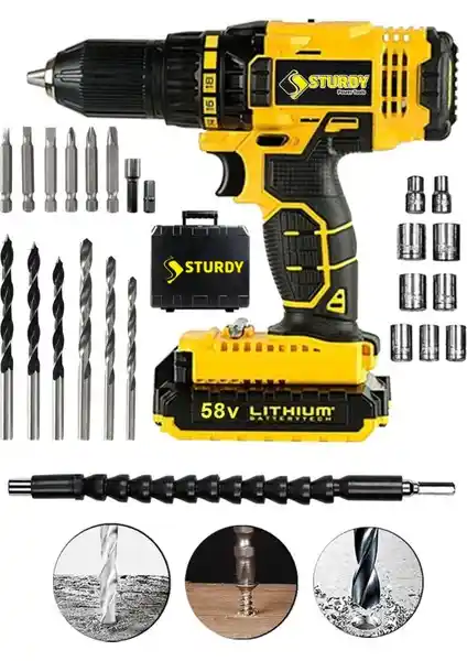 Sturdy 58V 6AH Metal Sanzumanlı Çift Akülü Matkap İnceleme ve Özellikleri