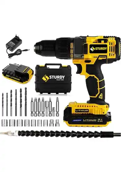 Sturdy 58V 6Ah Metal Sanzumanlı Yeni Serisi Darbeli Li-ion Çift Akülü Matkap İncelemesi