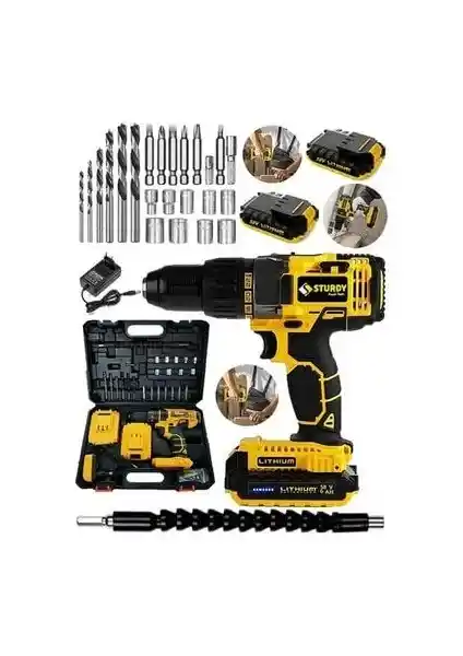 Sturdy 92Vf 10AAH Rotary Metal Şanzıman Şarjlı Matkap Profesyonel ve Hobi Kullanımı İçin