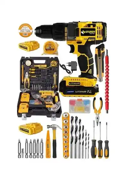 Sturdy GERMANY Tools 92VF 58V Çift Bataryalı Profesyonel Şarjlı Matkap Seti 2024