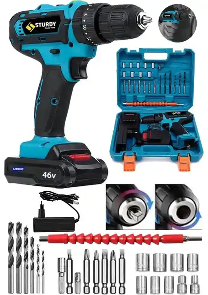 Sturdy Power Tools 46 Volt Elektrikli Matkap: Güçlü ve Çok Yönlü Profesyonel El Aleti