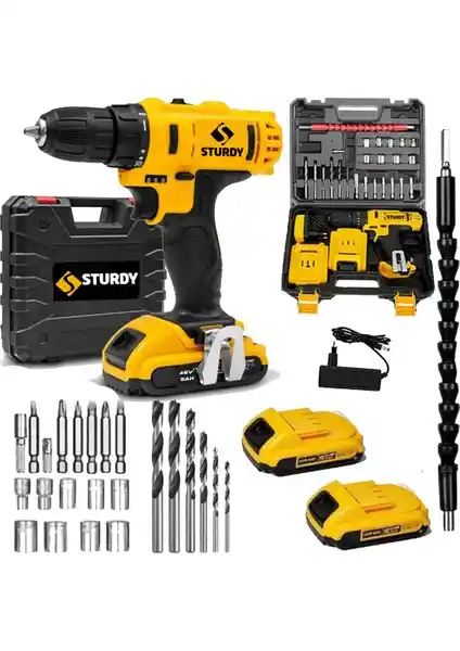 Sturdy Power Tools 48V Şarjlı Matkap Seti - Dayanıklı ve Çok Fonksiyonlu Profesyonel Alet