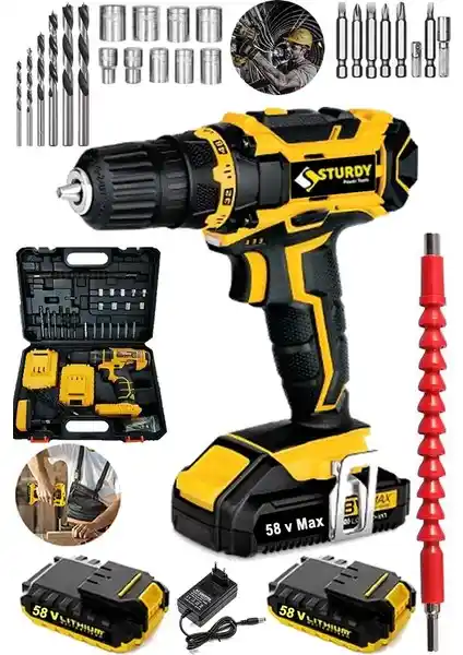 Sturdy Power Tools 58 Volt Darbeli Metal Şanzuman Şarjlı Vidalama Matkap Özellikleri ve Kullanım Alanları