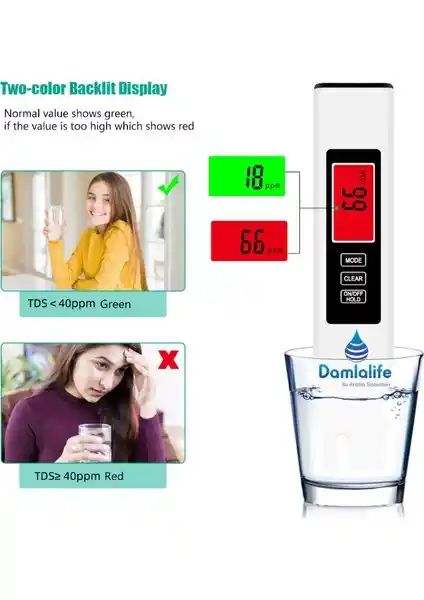 TDS metre termometreli su kalitesi ölçüm cihazı ile güvenilir su analizi yapın