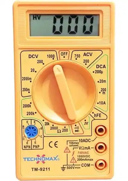 Technomax TM-9211 Çok Fonksiyonlu Multimetre Elektronik ve Elektrik Ölçüm Cihazı