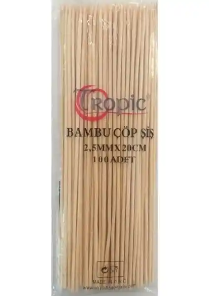 Tropic Çöp Şiş Bambu 20 cm 100'lü - Doğal ve Çevre Dostu Mangal Gereçleri