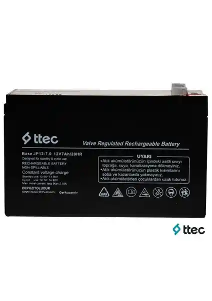 Ttec Base 12V 7Ah Kuru Akü Batarya Güçlü ve Güvenilir Enerji Çözümü