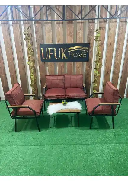 Ufuk Home Linda 2+1+1 Sehpalı Bahçe Takımı Modern ve Dayanıklı Dış Mekan Mobilyası