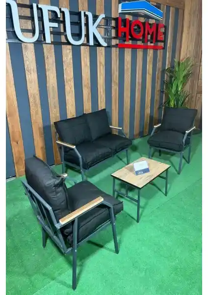 Ufuk Home Linda 2 1 1 Sehpalı Takım Bahçe ve Balkon İçin Modern Dış Mekan Mobilyası