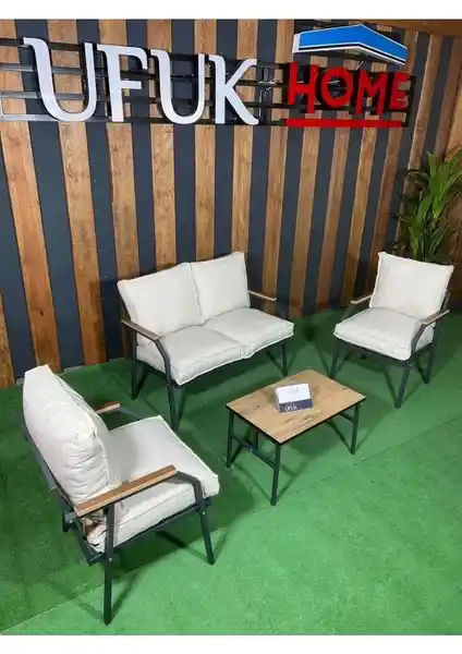 Ufuk Home Linda 211 Sehpalı Bahçe Takımı Modern ve Dayanıklı Çok Amaçlı Oturma Grubu