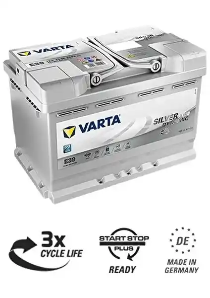 Varta E39 12V 70 Ah 760A AGM Start-Stop Silver Dynamic Akü: Yüksek Performans ve Güvenilirlik