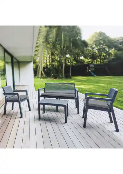 Violet Prestij 2+1+1 Antrasit Bahçe Balkon Masa Takımı Şık ve Dayanıklı Tasarım