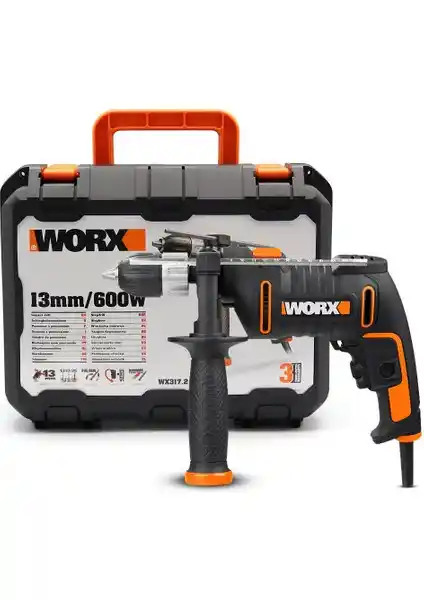 Worx WX317.2 600 Watt Darbeli Matkap: Güçlü ve Ergonomik Profesyonel El Aleti