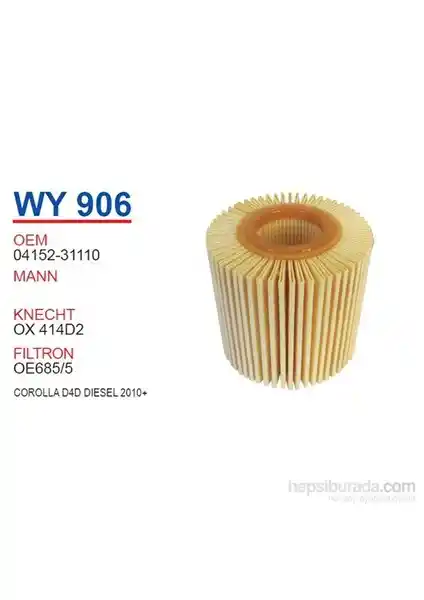 Wunder TOYOTA COROLLA D4D Dizel 2010 ve Sonrası İçin Yüksek Kaliteli Yağ Filtresi