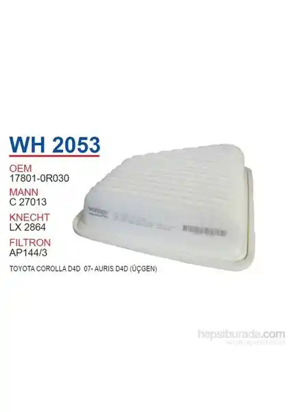 Wunder Toyota Corolla ve Auris D4D Üçgen Hava Filtresi Yüksek Kalite ve Performans İçin