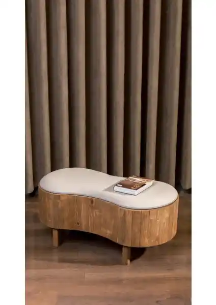 Aberteka Real Açık Ceviz Ahşap ve Deri Kombinasyonu ile Şık ve Fonksiyonel Oturma Ürünü