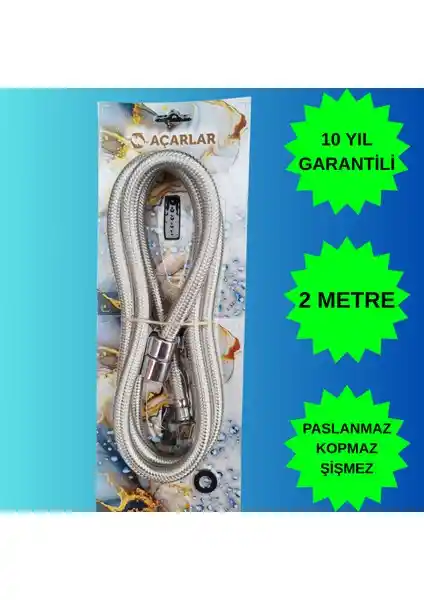 Acarlar 10 Yıl Garantili Paslanmaz Çelik 2 Metre Spiral Duş Hortumu ile Konforlu Banyo Deneyimi