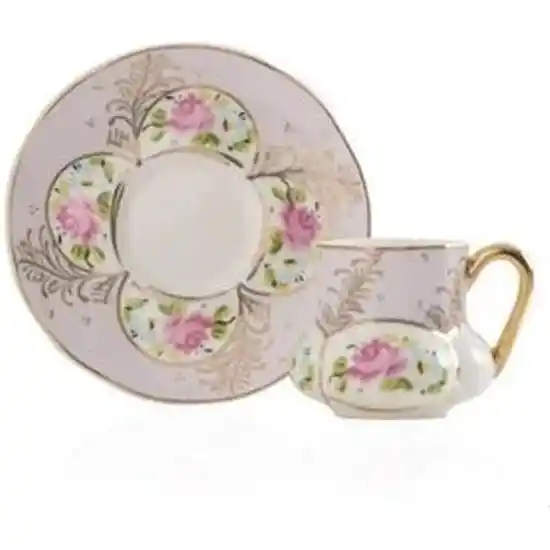 Açelya Motifli Kahve Fincan Takımı 6'lı Set ile Ev Dekorasyonunuza Zarif Dokunuşlar