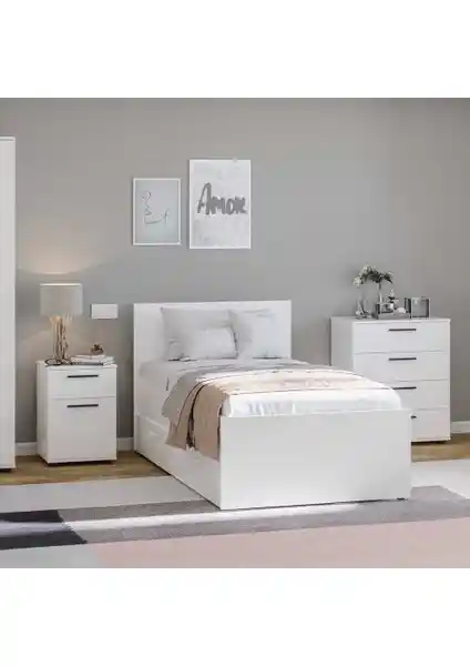 Adore Mobilya Çekmeceli Tek Kişilik Karyola Modern ve Dayanıklı Tasarımıyla Odalarınıza Şıklık Katar