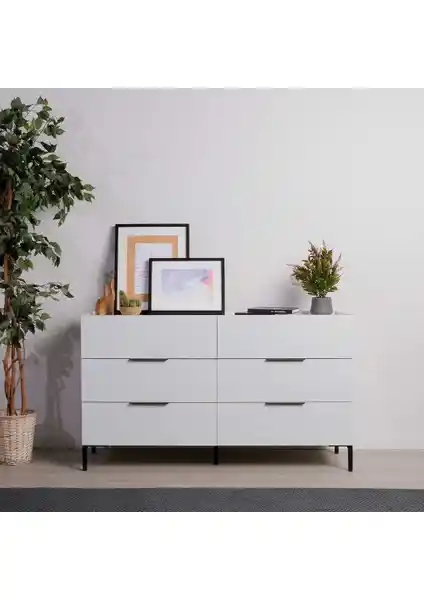 Adore Mobilya Oryana 6 Çekmeceli Şifonyer Modern Tasarım ve Uzun Ömür Garantisiyle Sunuluyor