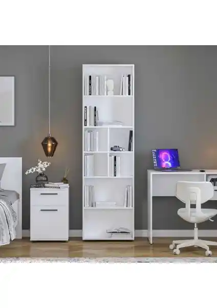 Adore Mobilya White 8 Bölmeli Kitaplık: Modern ve Şık Depolama Çözümünüz