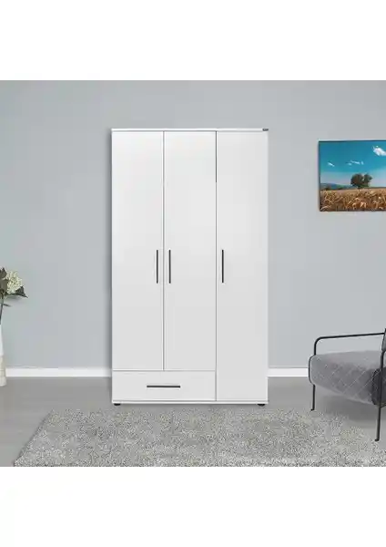 Adore Mobilya White Serisi Modern 3 Kapaklı Gardırop, Dayanıklı ve Şık Tasarım