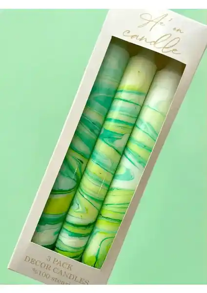 Ae'on Mermer Koleksiyonu 3'lü Şamdan Mum Seti Zarif ve İşlevsel Dekoratif Ürünler