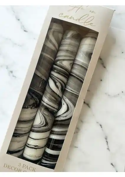Ae'on Mermer Koleksiyonu 3'lü Şamdan Mumları Estetik ve İşlevselliğin Birleşimi