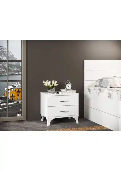 Aeka 2022 İki Çekmeceli London Komidin Modern ve Dayanıklı Ev Dekorasyonu İçin