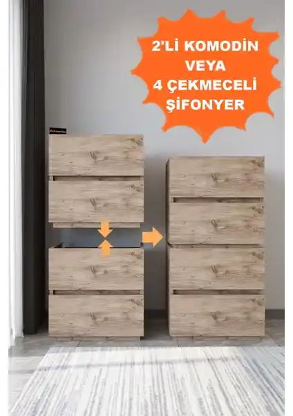 Aeka AE-2034 Galata Modern Çekmeceli Şifonyer: Şık ve Fonksiyonel Depolama Çözümü