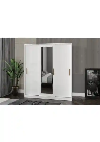 Afili Blanka 3 Kapılı Sürgülü Aynalı Gardrop: Modern ve Dayanıklı Depolama Çözümü