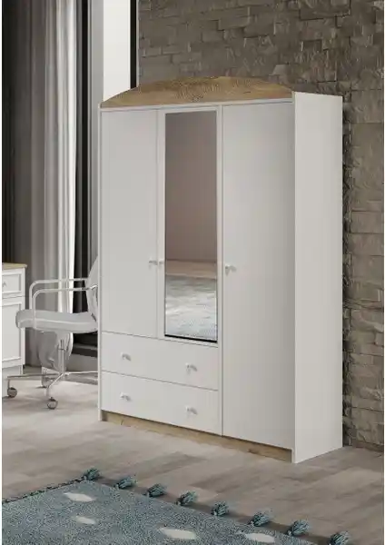 Afilli Lucia 3 Kapaklı 2 Çekmeceli MDF Dolap Beyazmeşe Estetik ve Fonksiyonellik Bir Arada