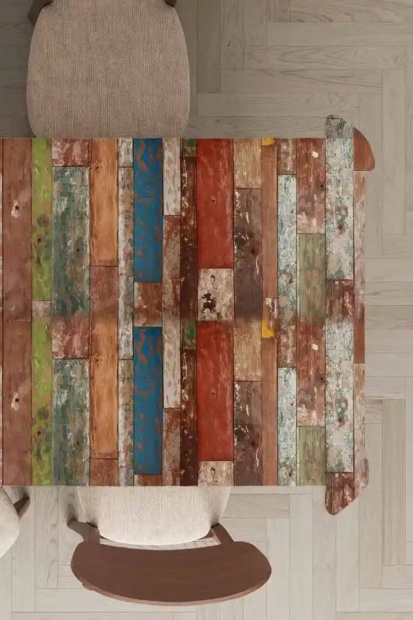 Ahşap Görünümlü Masa Örtüsü ile Dekorasyonunuza Doğal ve Şık Bir Dokunuş Katın