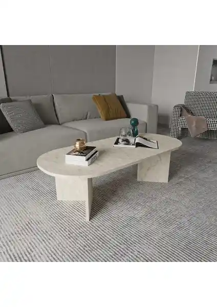 Alonex Diana Elips Mermer Desenli Orta Sehpa: Modern ve Şık Tasarım ile Dayanıklı Mobilya