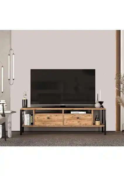 Ankara Mobilya Alaluna Metal Ayaklı Atlantik Çam 160 cm TV Ünitesi: Modern ve Dayanıklı Tasarım