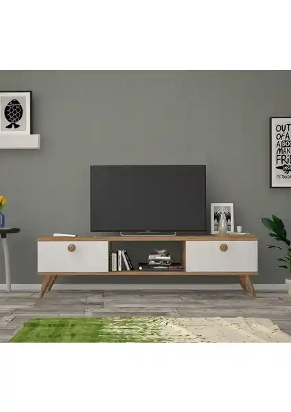 Ankara Mobilya Emre Atlantik TV Sehpası Çam Beyaz Modern Tasarım ve Dayanıklılık