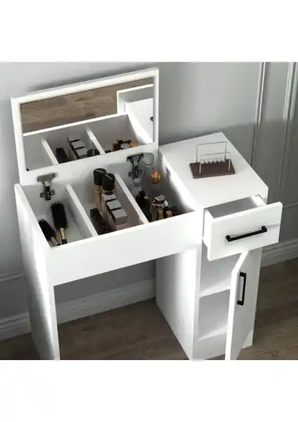 Arnetti İnci Çekmeceli Dolaplı Aynalı Makyaj Masası: Şık ve Fonksiyonel Tasarım