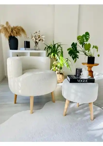 Ars Mobilya Çay Seti Tekli Koltuk Berjer ve Puf Takımı Modern ve Şık Tasarım