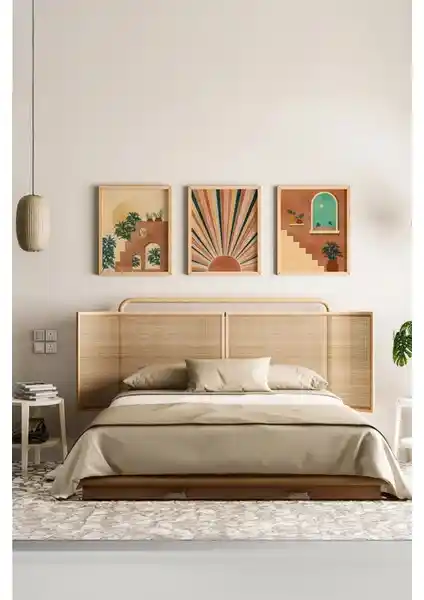 Artavessa Gerçek Ahşap Çerçeveli 3 Parça 3D Poster Tablo Seti Dekoratif ve Dayanıklı Tasarım