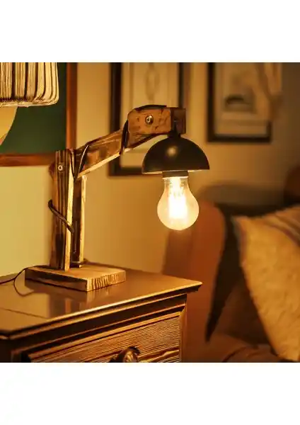 Artistix Modern Vintage Ahşap Masa Lambası Oturma ve Yatak Odası Dekorasyonu İçin