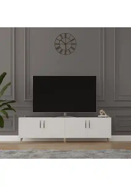 Asra Trend %100 MDFLAM Beyaz TV Ünitesi T-01 Modern ve Dayanıklı Tasarım