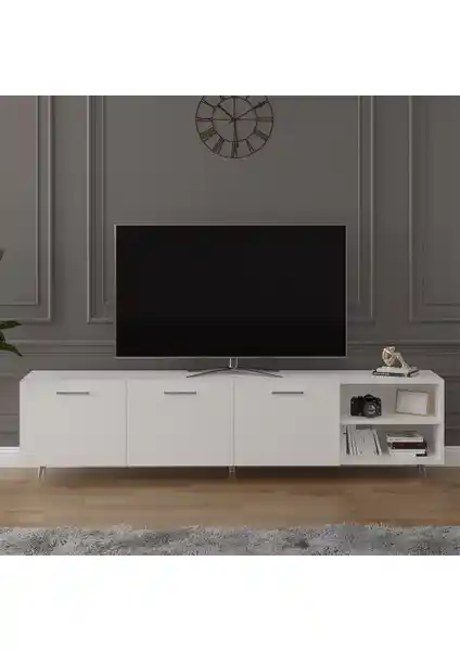 Asra Trend %100 MDFLAM Beyaz TV Ünitesi T-18 Modern ve Şık Oturma Odası Dekorasyonu İçin